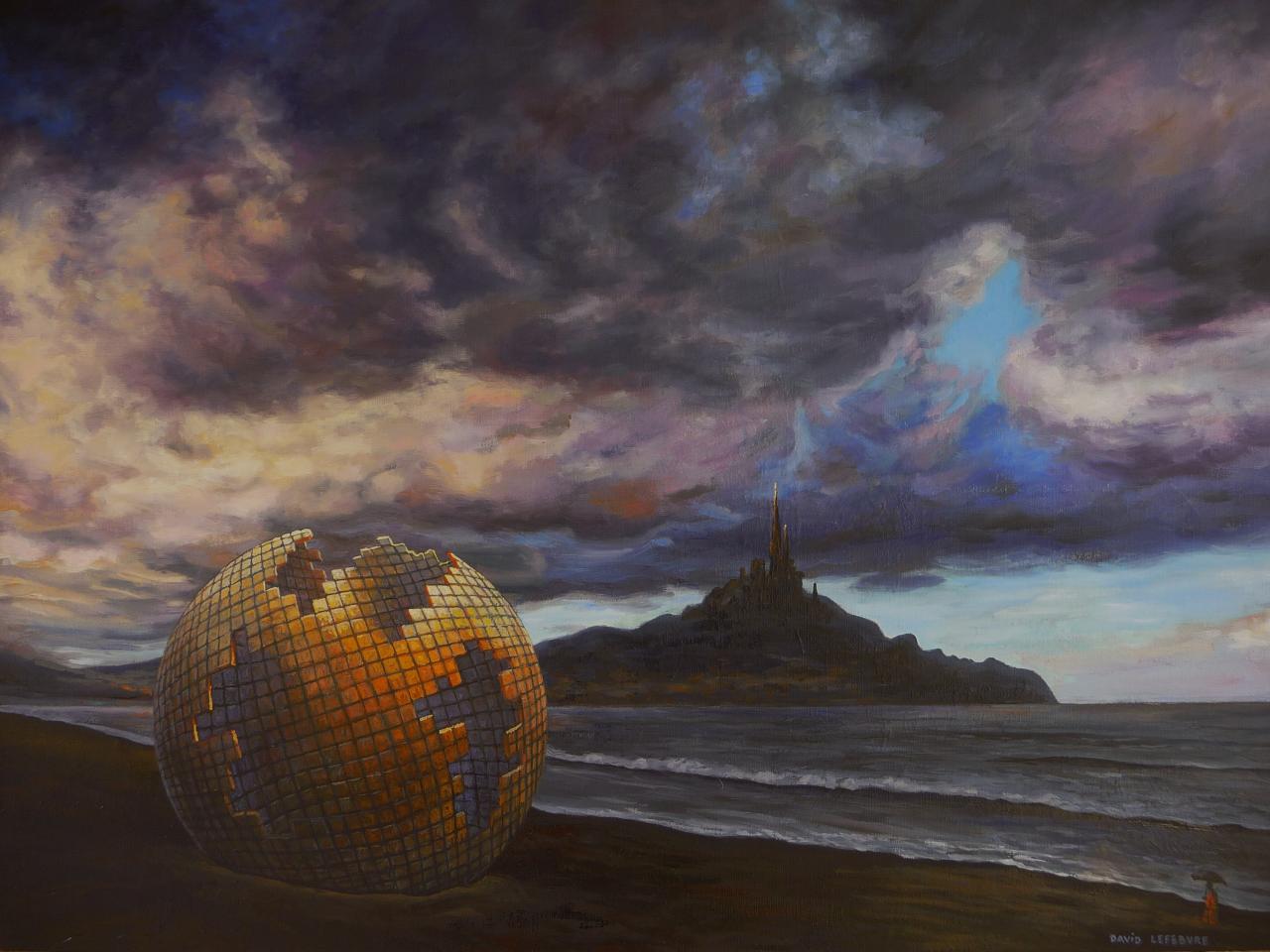 Sphère quantique, huile sur toile, 46x61cm, 2017