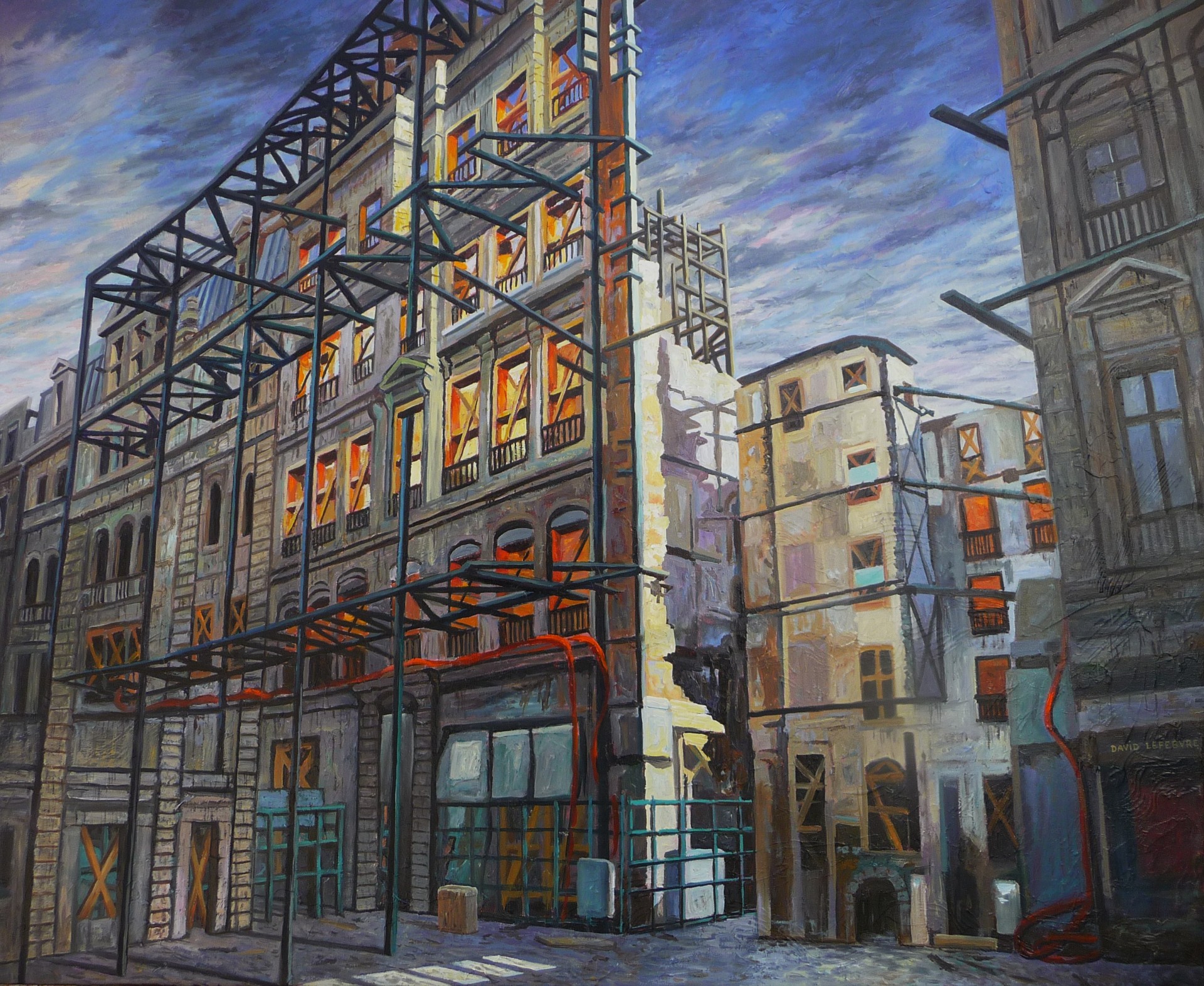 L'étrange rue du bât d argent, Lyon, huile sur toile, 60x73cm, 2019 