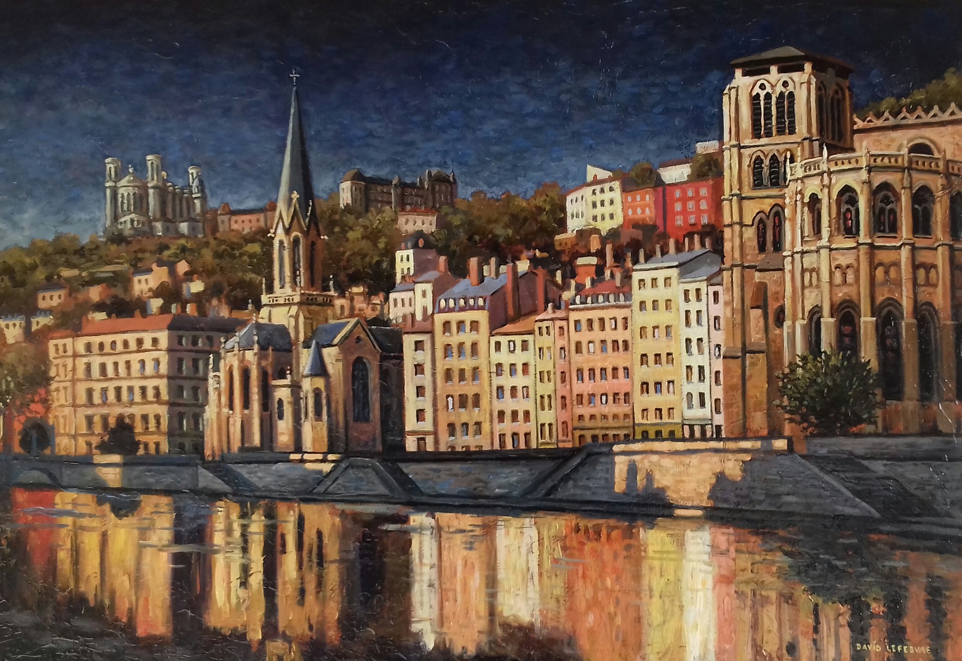 Lyon, quai de Saône I, huile sur toile, 38x55cm, 2022