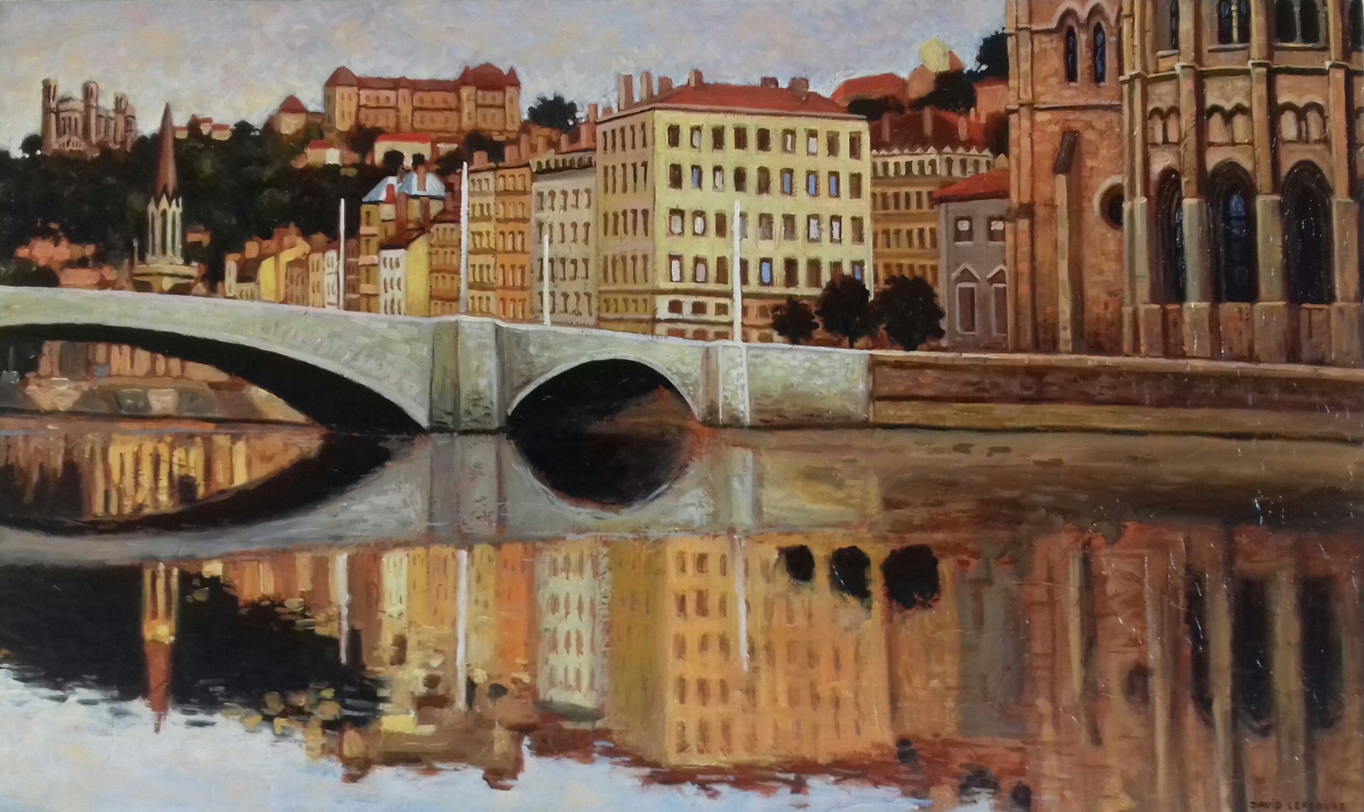 Lyon, quai de Saône II, huile sur toile, 33x55cm, 2022