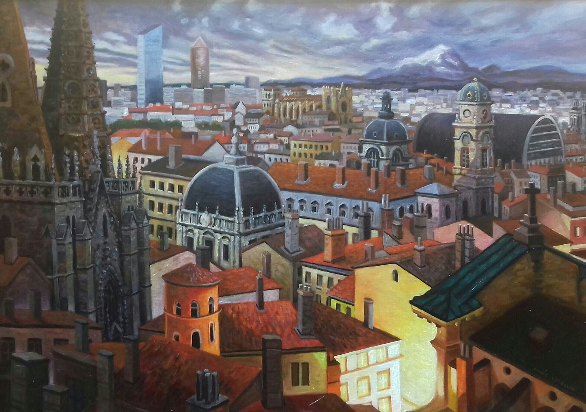 Toits de Lyon, huile sur toile, 46x65cm, 2022