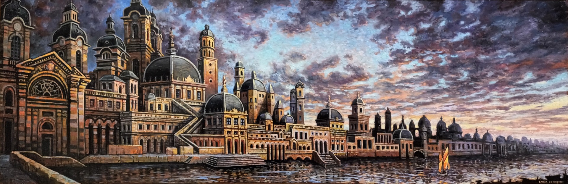 Lyon, Grand Hôtel-Dieu, huile sur toile, 40x120cm, 2022