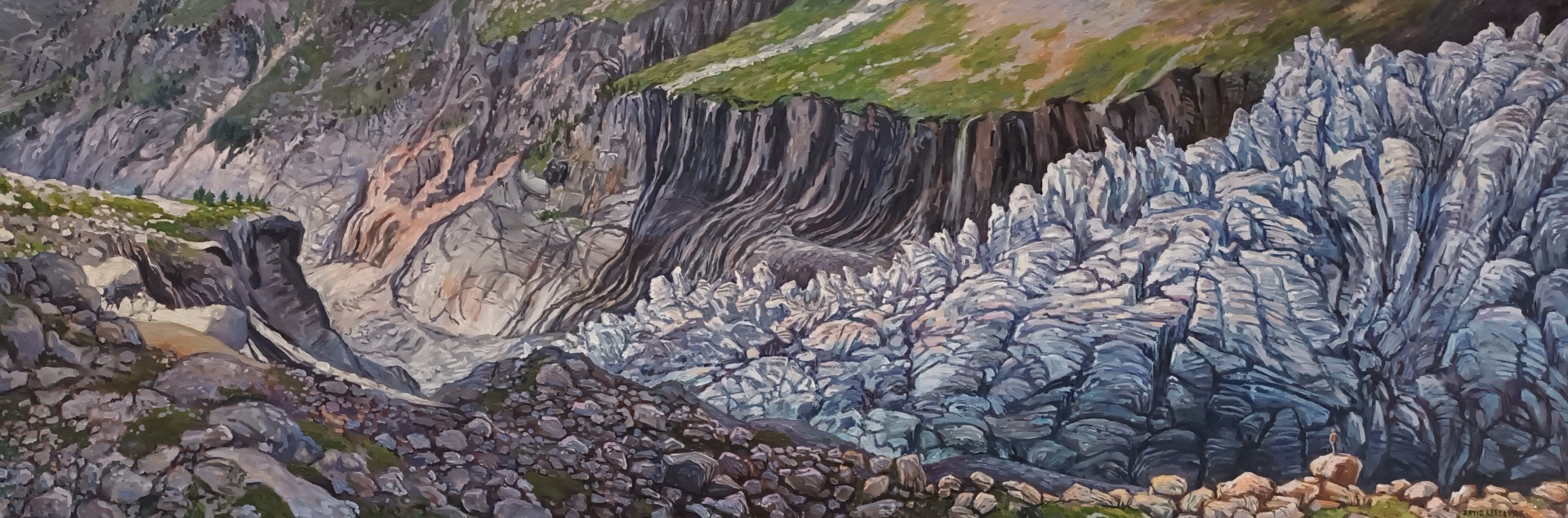 Glacier d'Argentiere, huile sur toile, 40x120cm