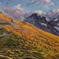 La Meije depuis le col du Lautaret, huile sur toile, 30x120cm