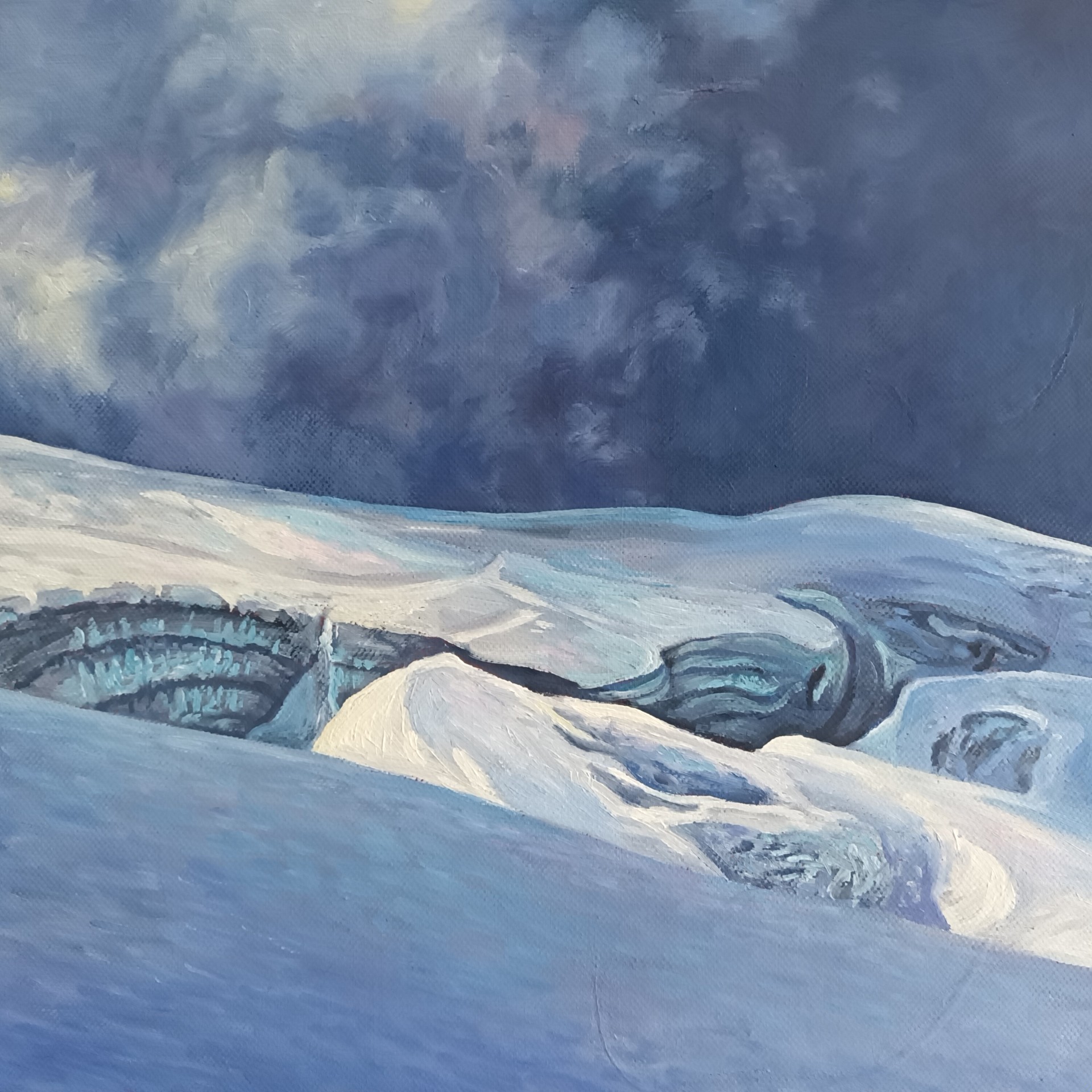 Grand Glacier de Verra, huile sur toile, 30x30cm 