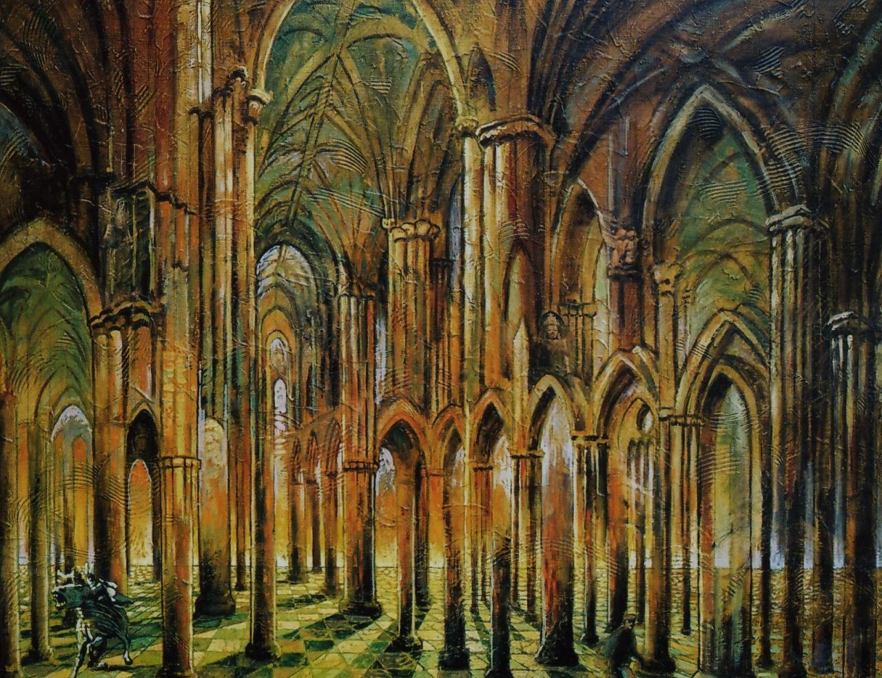 Abbaye gothique volatile, huile sur toile, 60x73cm, 2007