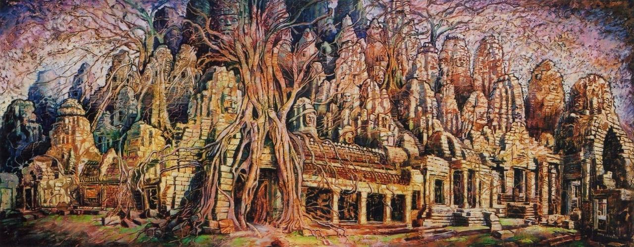 Angkor, huile sur toile, 74x182cm, 2003