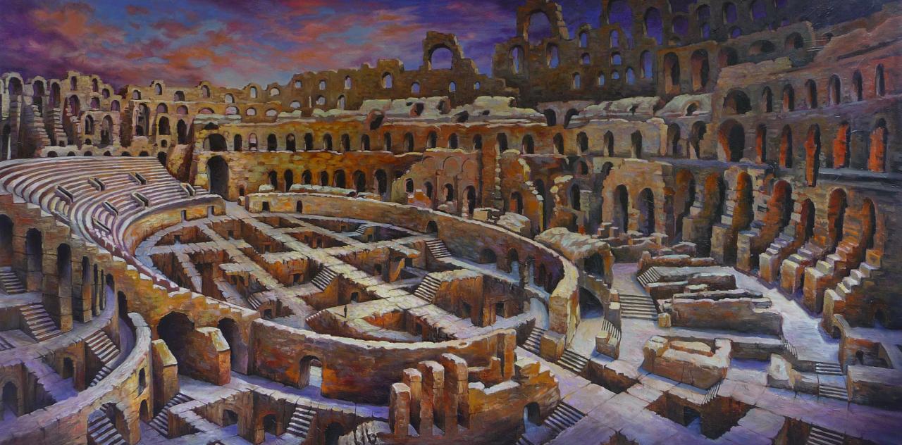 Arènes aberrantes, huile sur toile, 50x100cm, 2013