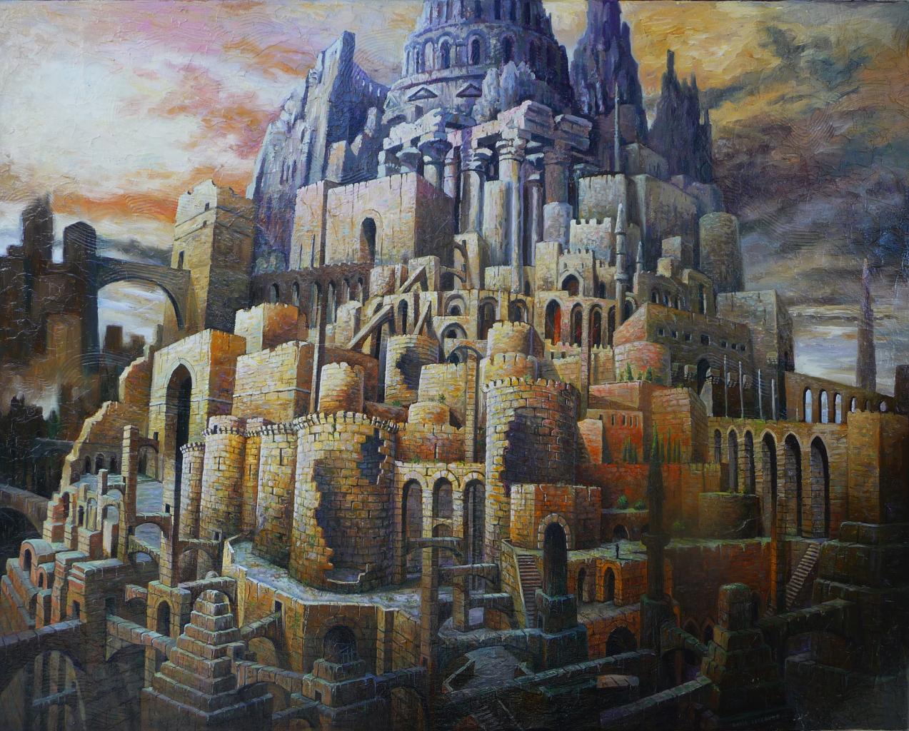Babel en ruine, huile sur toile, 73x92cm, 2016