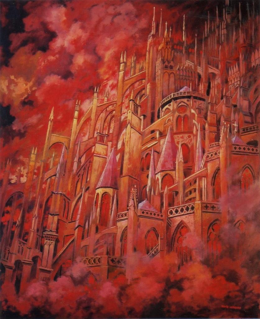 Babel enflammée, huile sur toile, 73x60cm, 2003