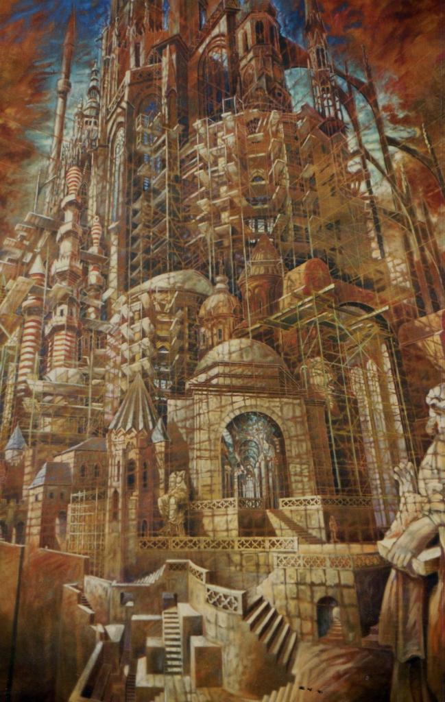 Babel I, huile sur toile, 212x135cm, 1997