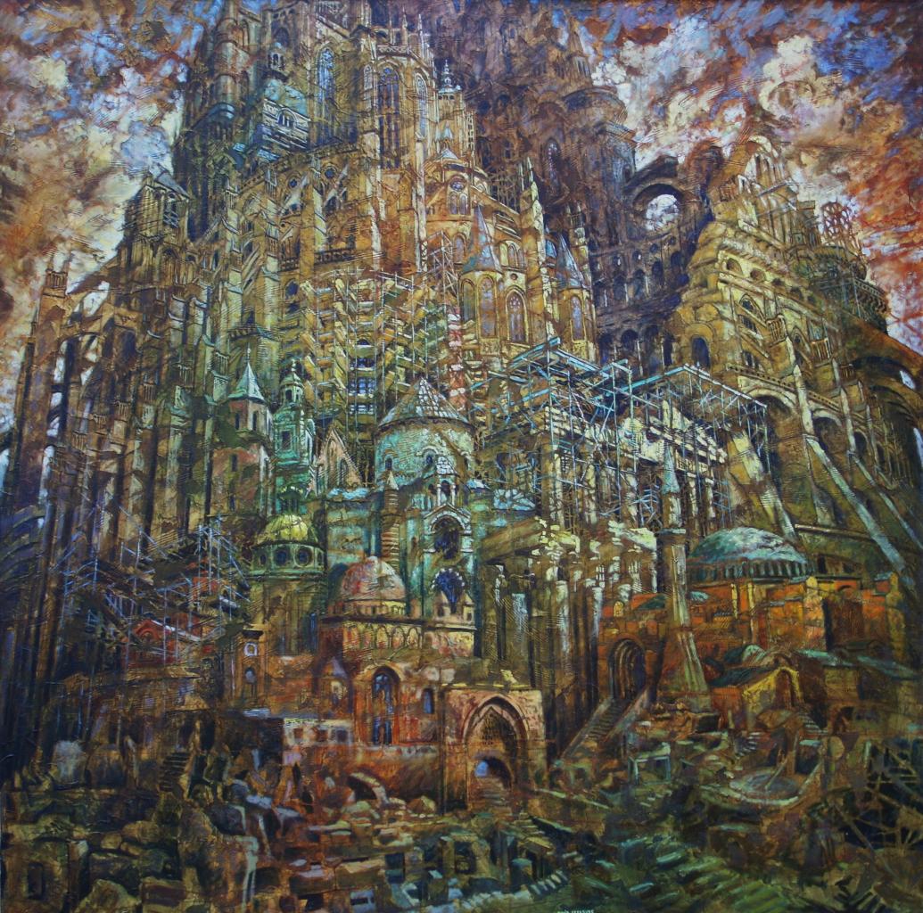 Babel III, huile sur toile, 150x150cm, 1999