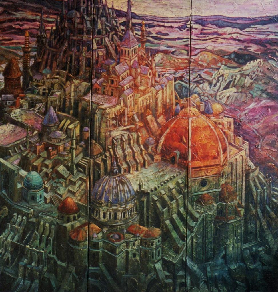 Babel IV, huile sur toile, 125x125cm, 2000