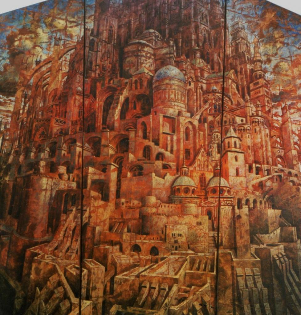 Babel VIII, huile sur toile, 192x177cm (triptyque), 2001