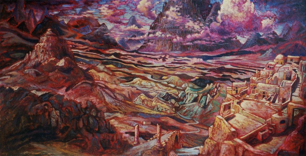 Environs de Babel, huile sur toile, 65x122cm, 1999