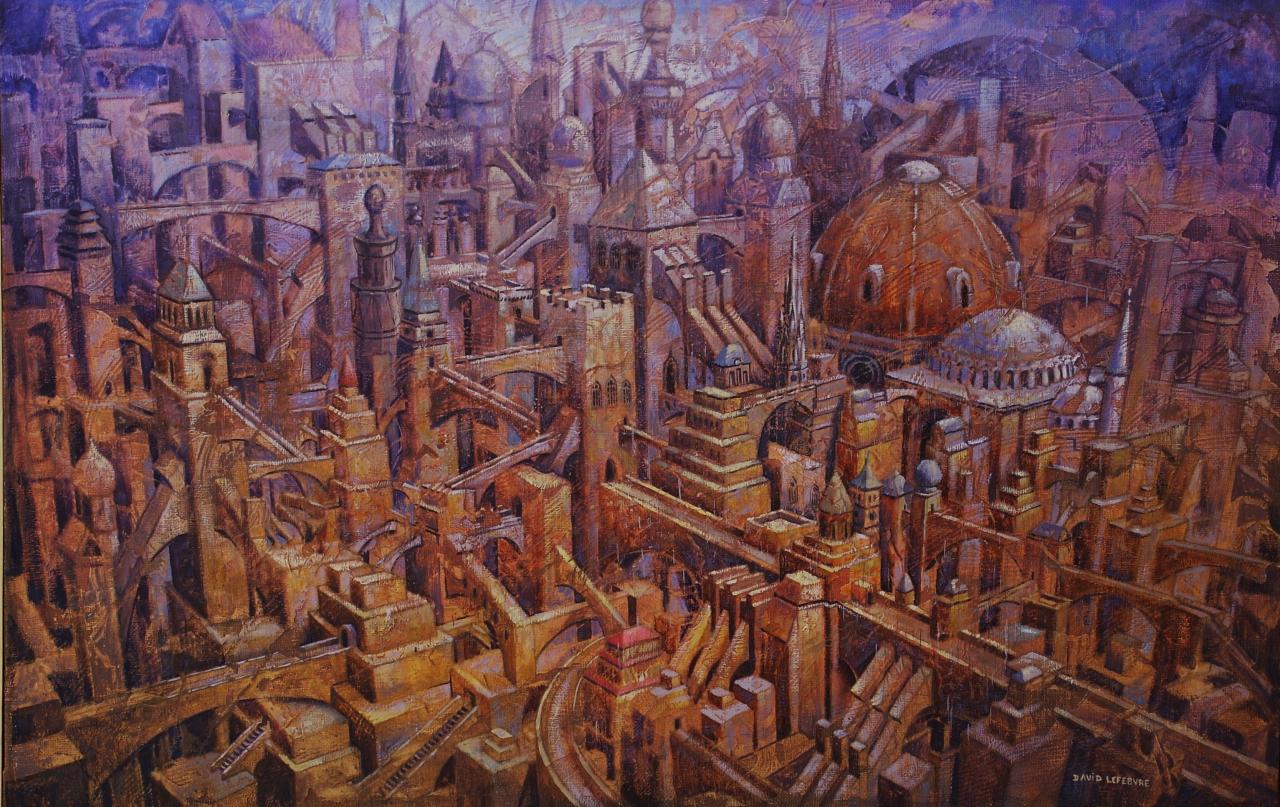 Faubourgs de Babel, huile sur toile, 65x100cm, 2010