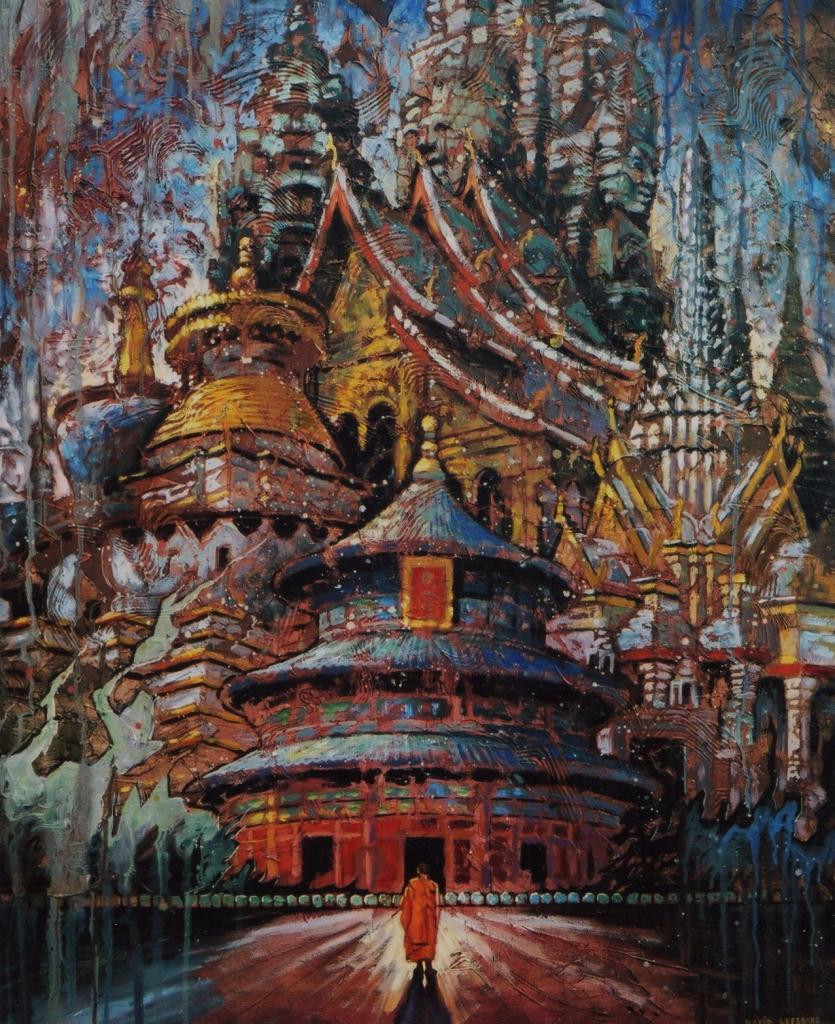 Fresque asiatique, huile sur toile, 73x60cm, 2006