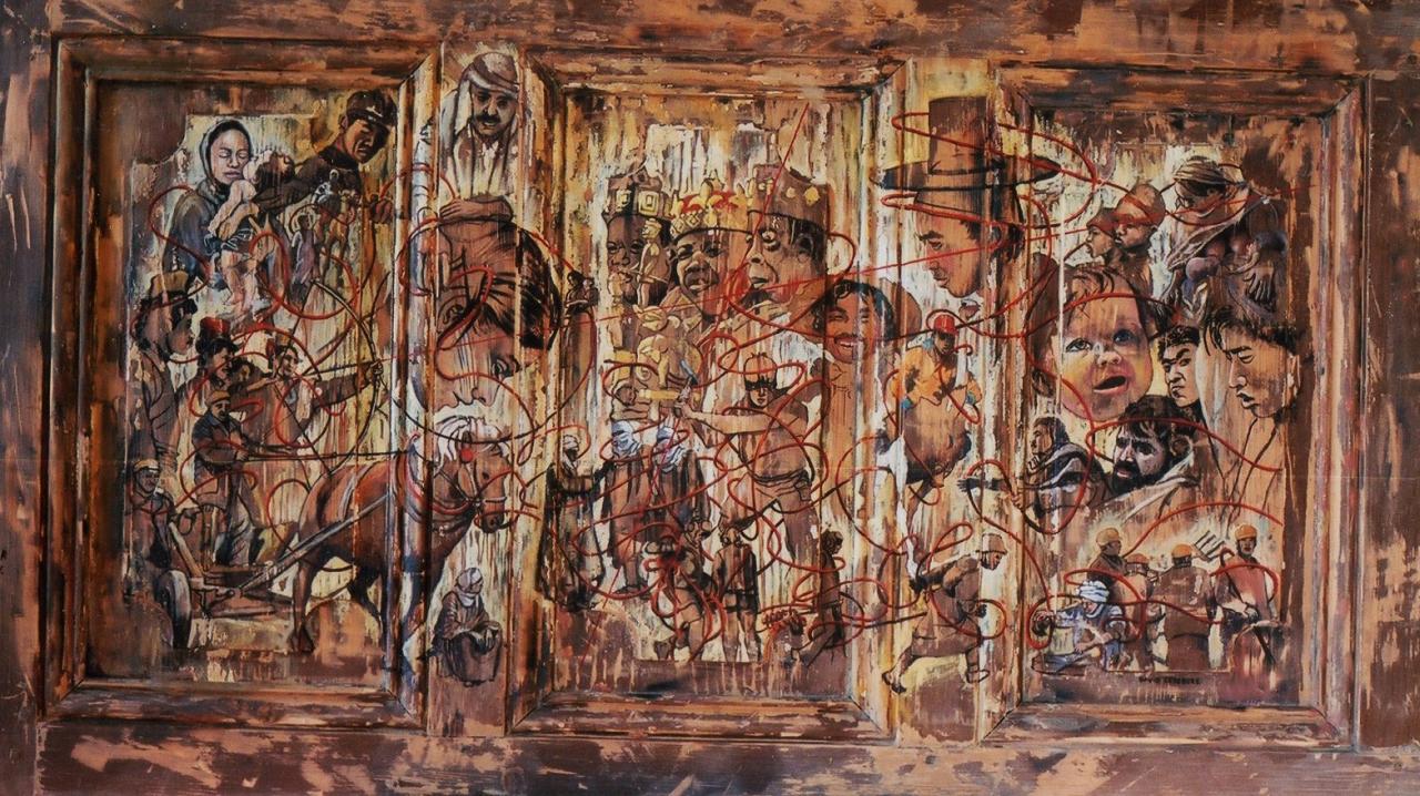 Humanité, huile sur bois, 80x120cm,2000