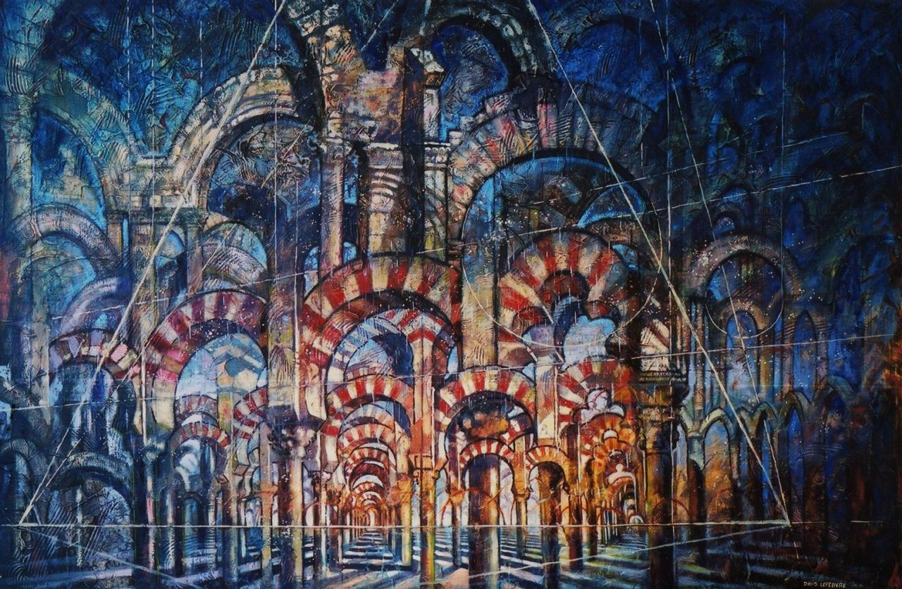 Labyrinthe d'arcades, huile sur toile, 65x100cm, 2003