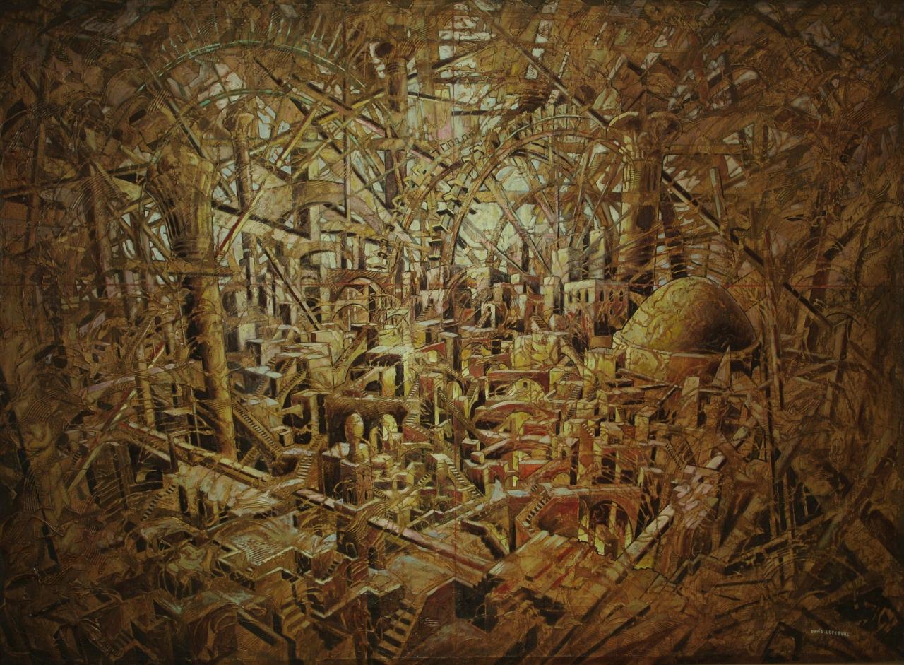 Labyrinthe majeur II, huile sur toile, 100x140cm, 2003