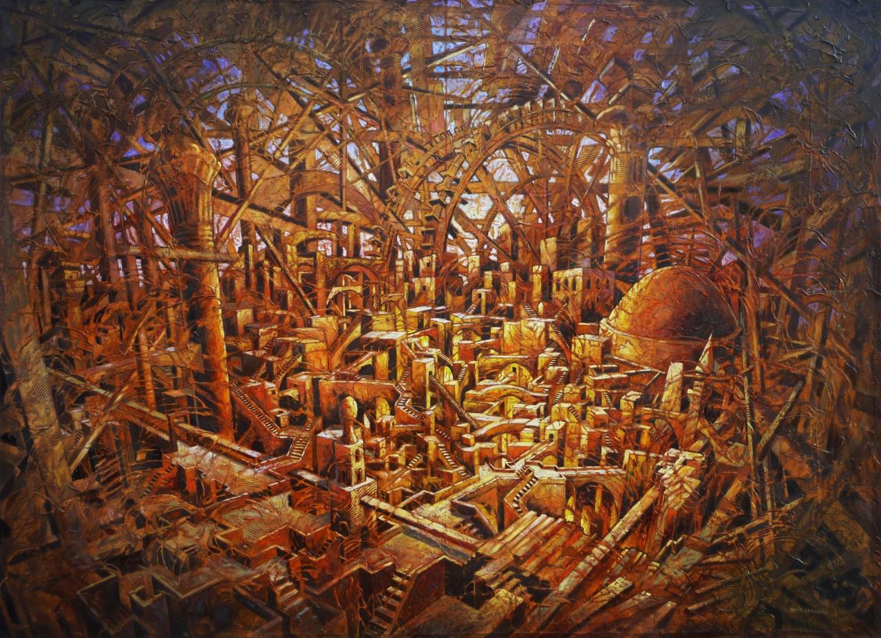 Labyrinthe majeur III, huyile sur toile, 100x140cm, 2006