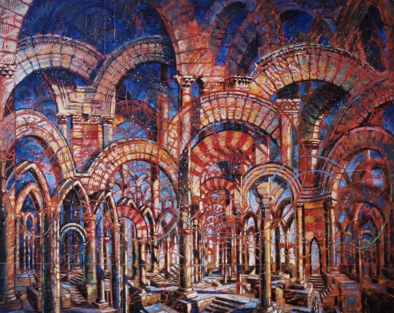 Labyrinthes d'arcades, huile sur toile, 60x73cm, 2005