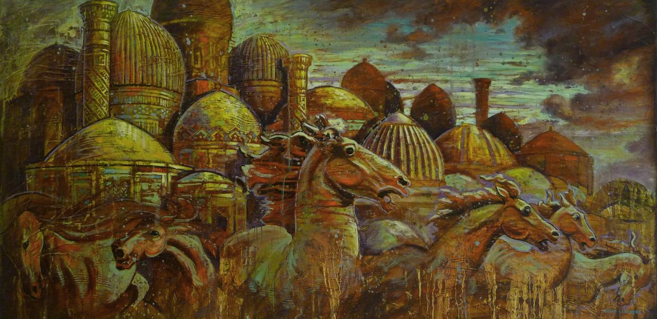 Le crépuscules des nomades, huile sur toile, 50x100cm, 2010