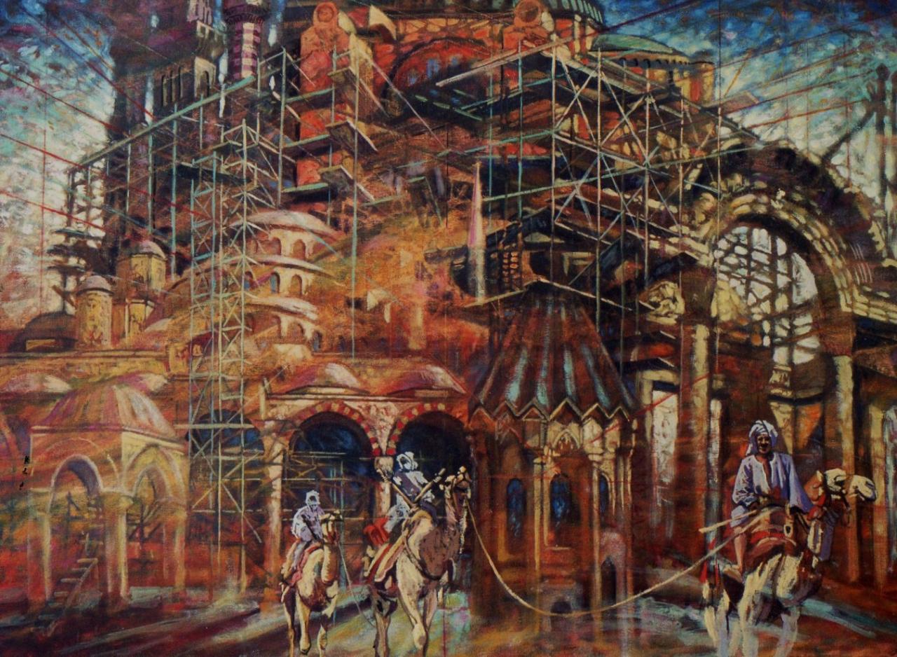 Palais dans le désert, huile sur toile, 54x73cm, 2001