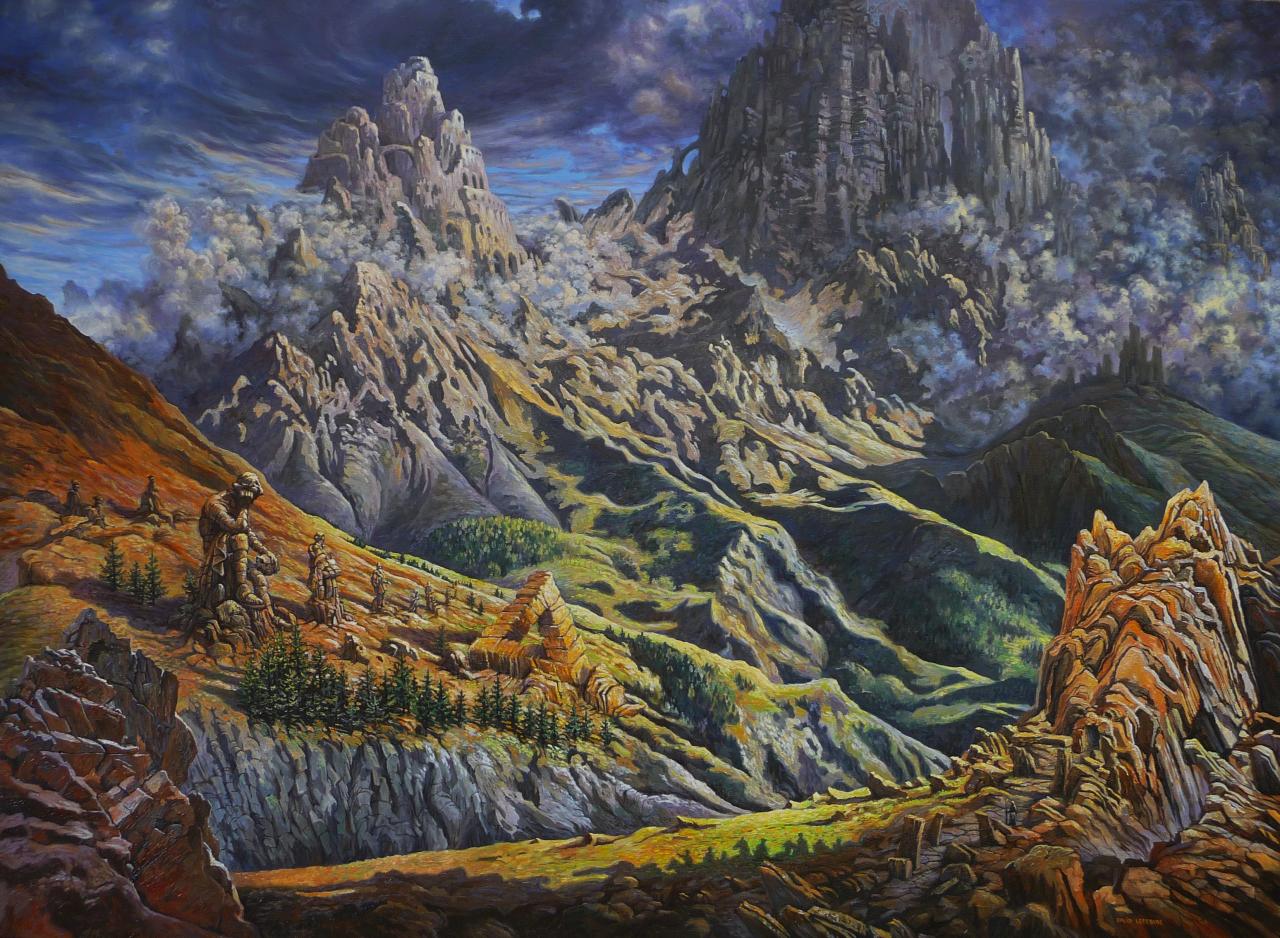 Paysage de montagne, huile sur toile, 80x110cm