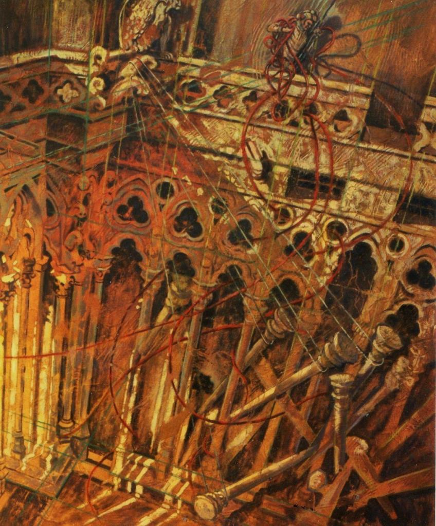 Petit cloître gothique, huile sur toile, 65x54, 2002