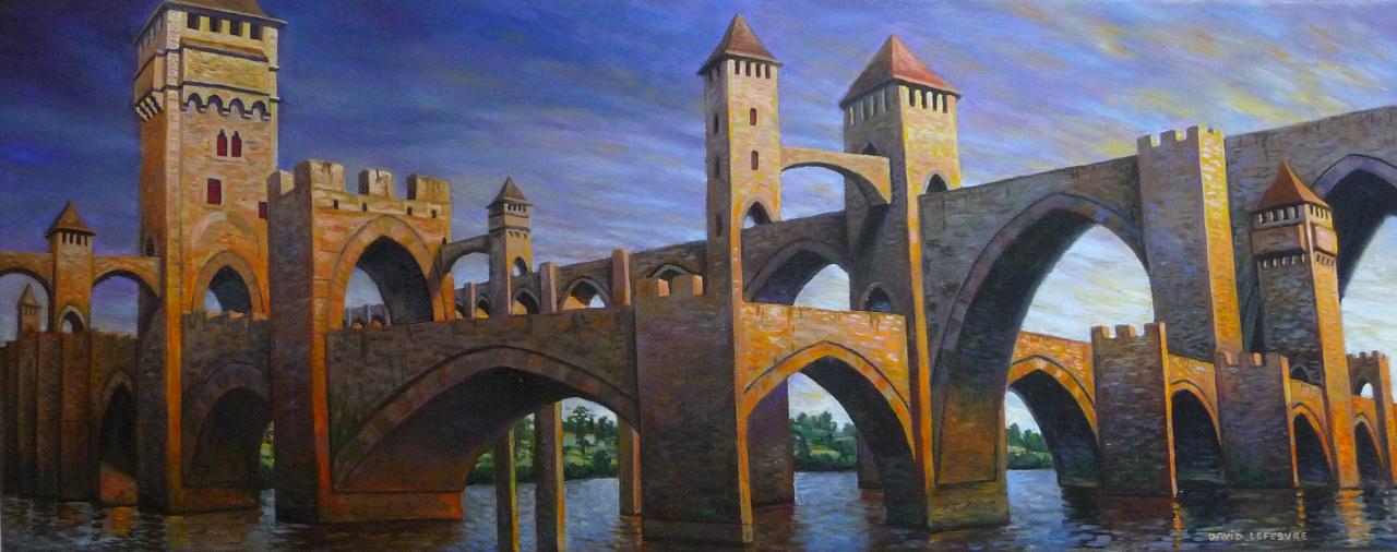 Pont de Cahors, huile sur toile, 20x50cm