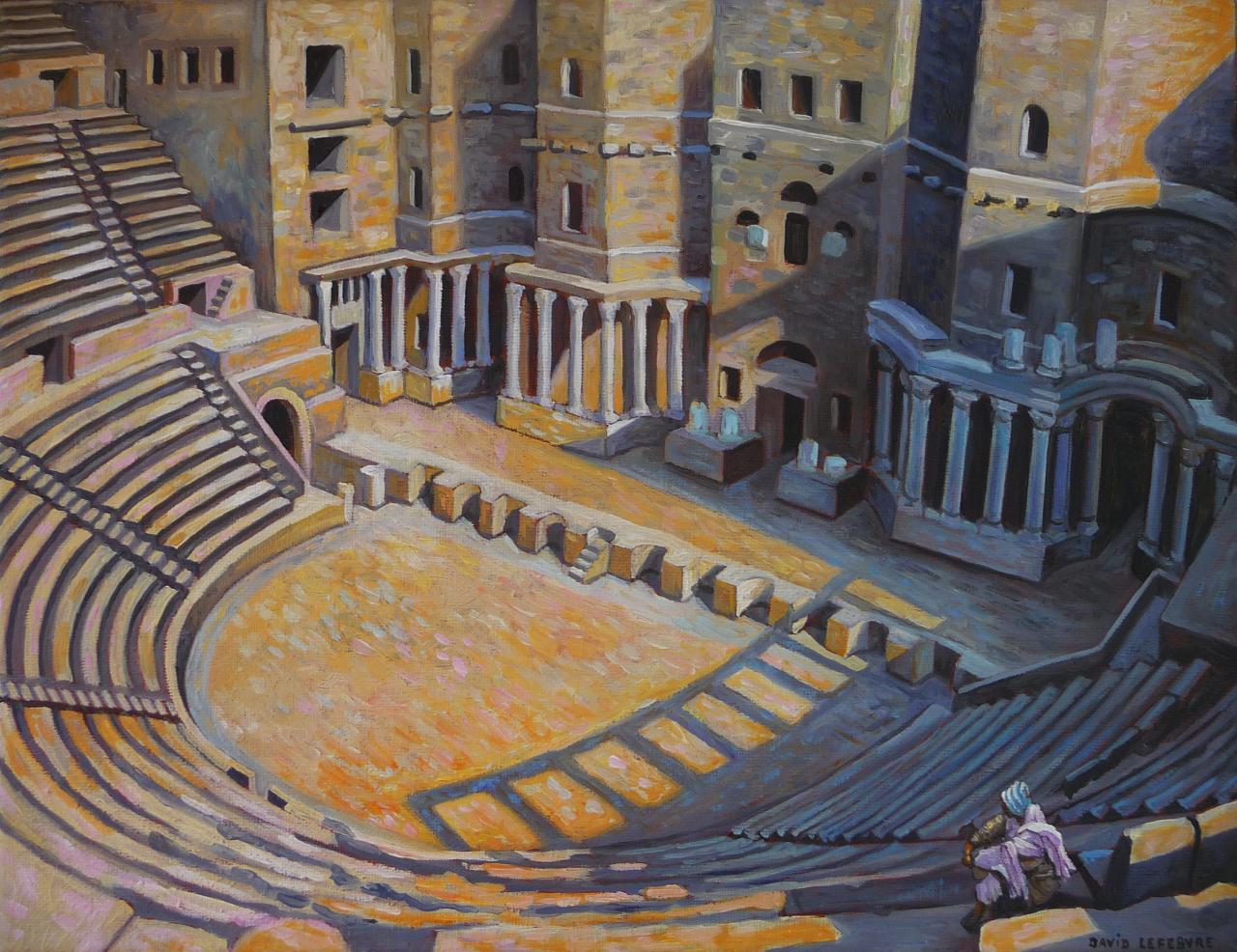 Théâtre de Bosra, huile sur toile, 27x35cm